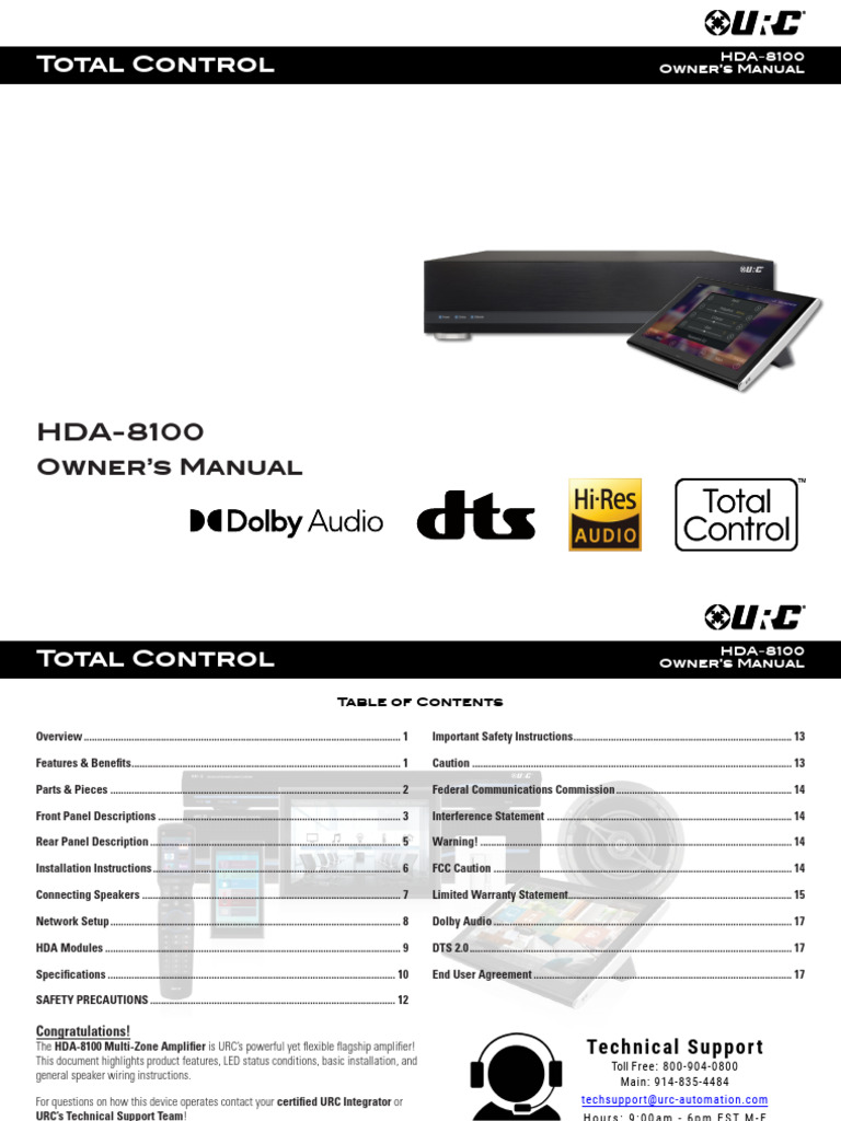 URC_Total_Control_HDA-8100_OM_v1.0_10122020 | PDF | Network Switch ...