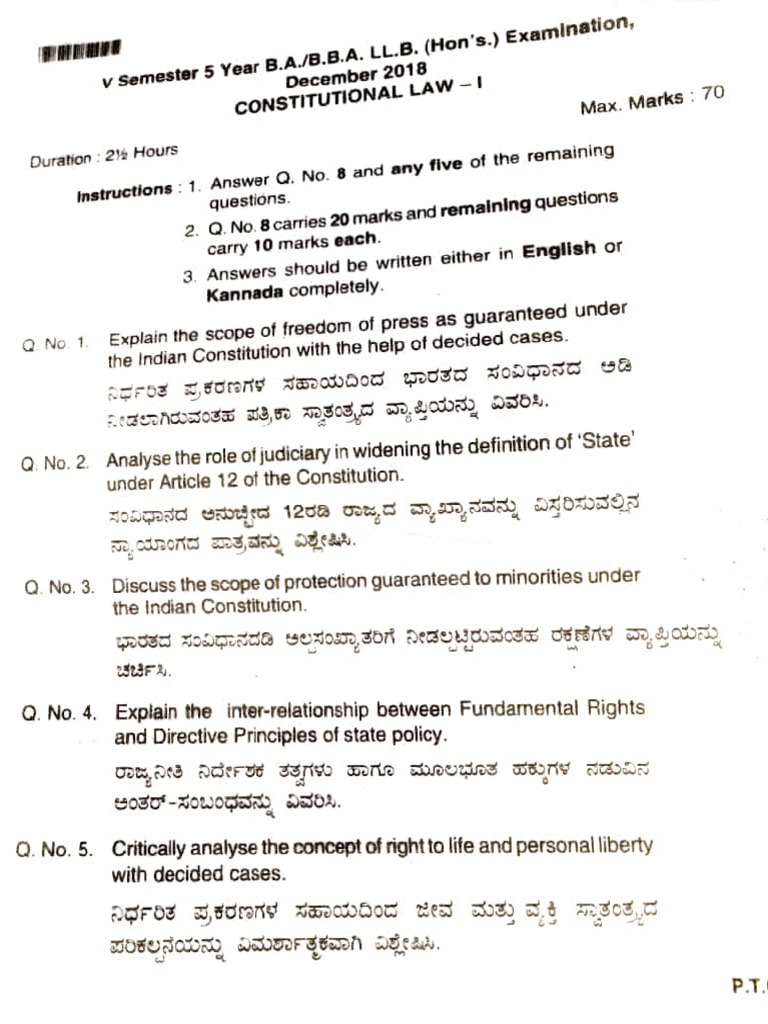 Constitutional Law Exam Questions 2018 | PDF | Political Science | Justice