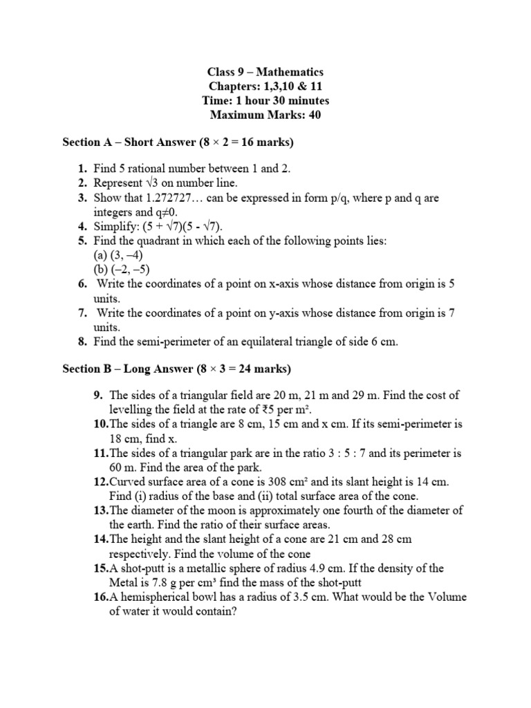 Class 9th Math | PDF