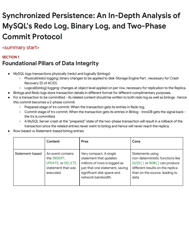 MySQL Redo Log & Two-Phase Commit Guide | PDF | Replication (Computing ...