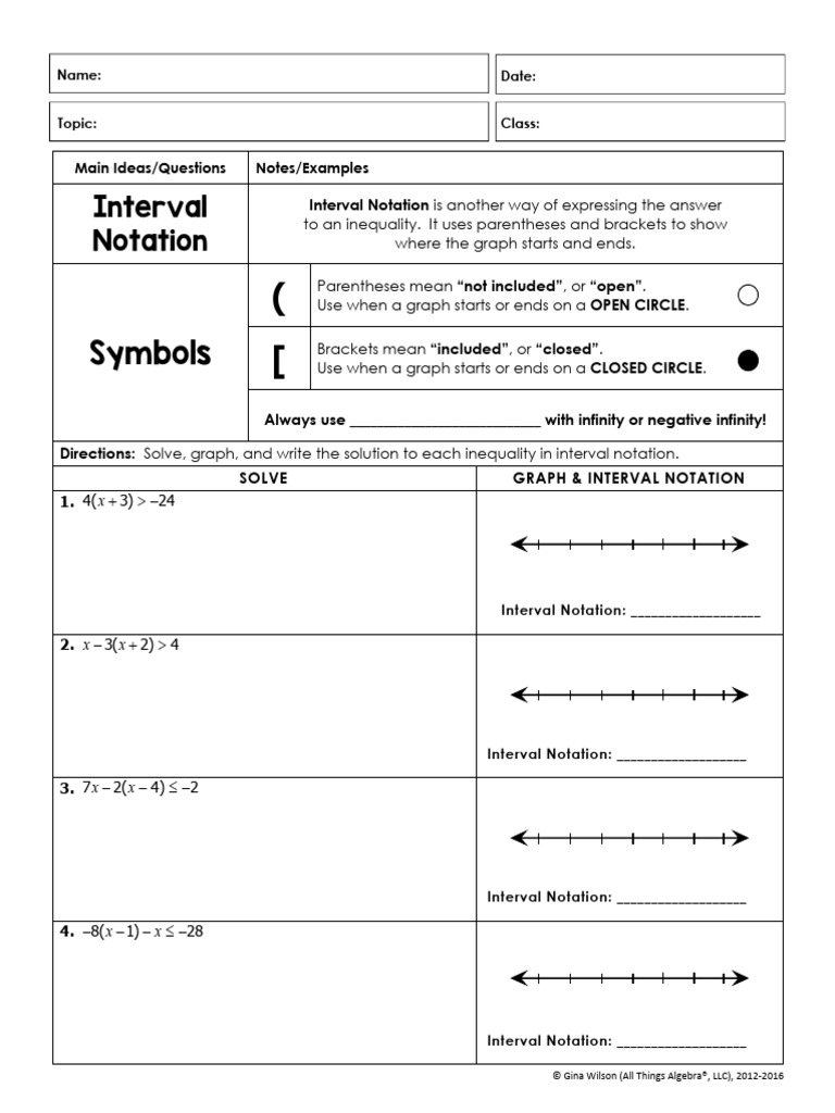 Interval Notation for Inequalities Guide | PDF | Inequality ...