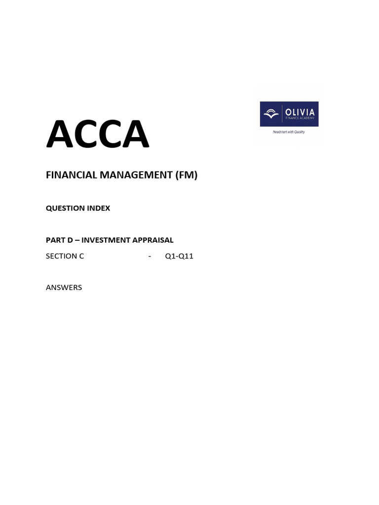 FM REVISION KIT PART D SECTION C | PDF | Net Present Value | Internal ...