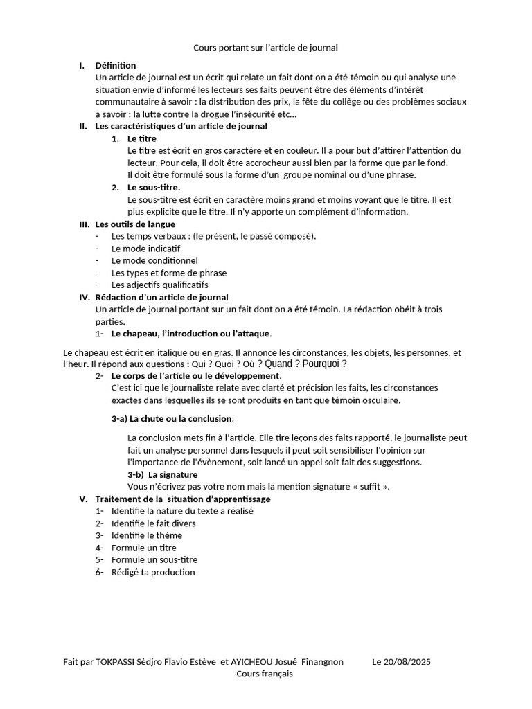 Guide de rédaction d'article de journal | PDF | Linguistique
