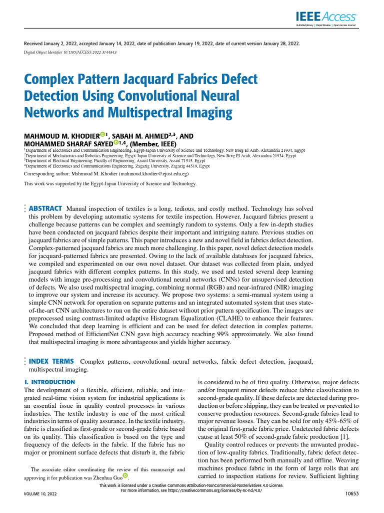 Complex Pattern Jacquard Fabrics Defect Detection Using Convolutional ...