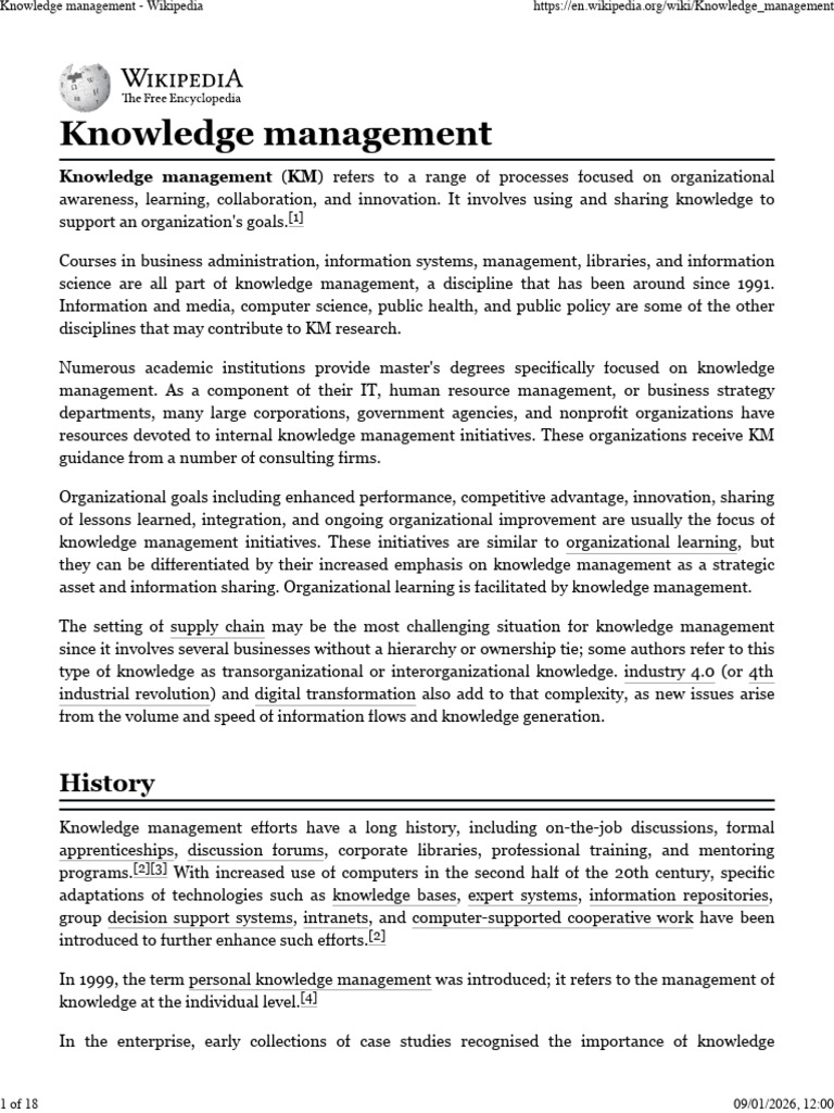 Knowledge Management Overview and Practices | PDF | Knowledge ...