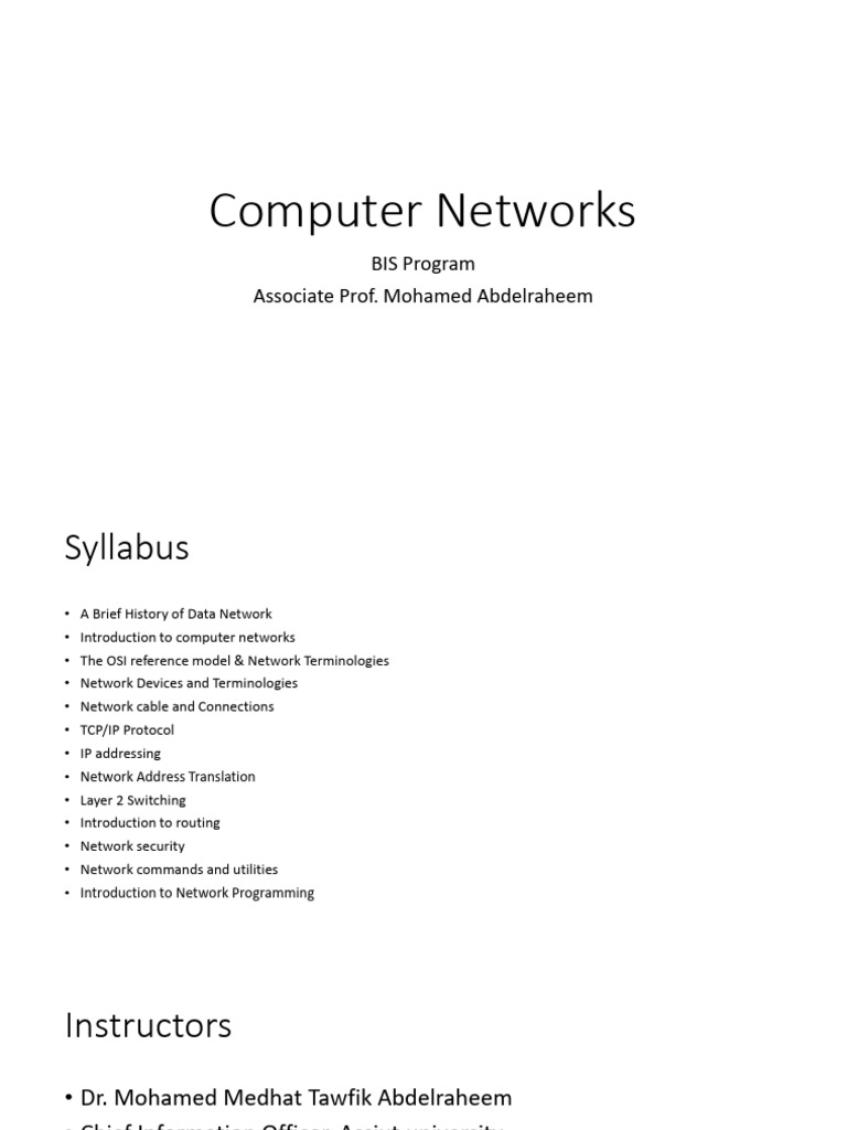 Computer Networks Syllabus Overview | PDF | Broadband | Computer Network
