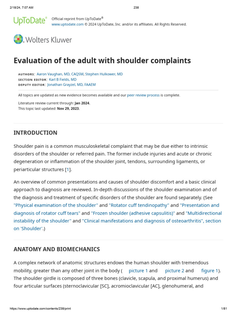 Shoulder Pain Evaluation Guide | PDF | Shoulder | Musculoskeletal System
