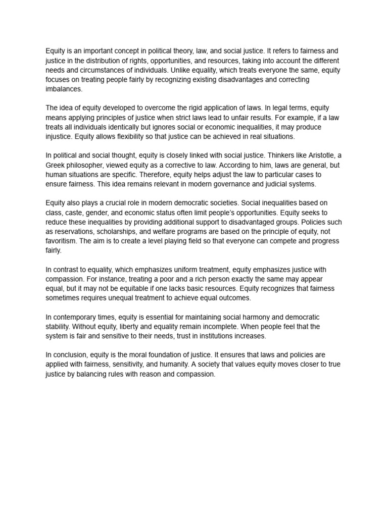 Understanding Equity in Justice and Law | PDF | Equity (Economics ...