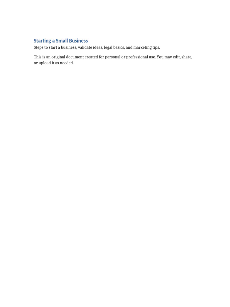 Guide to Starting a Small Business | PDF