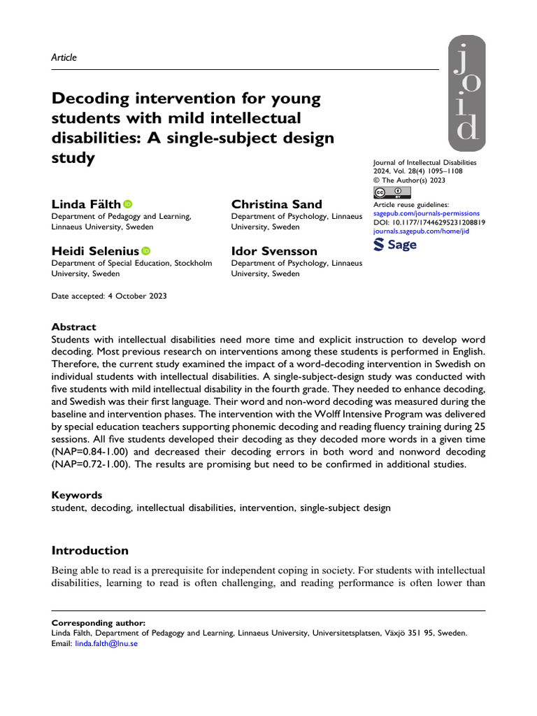 Word Decoding Intervention for Students with Intellectual Disabilities ...