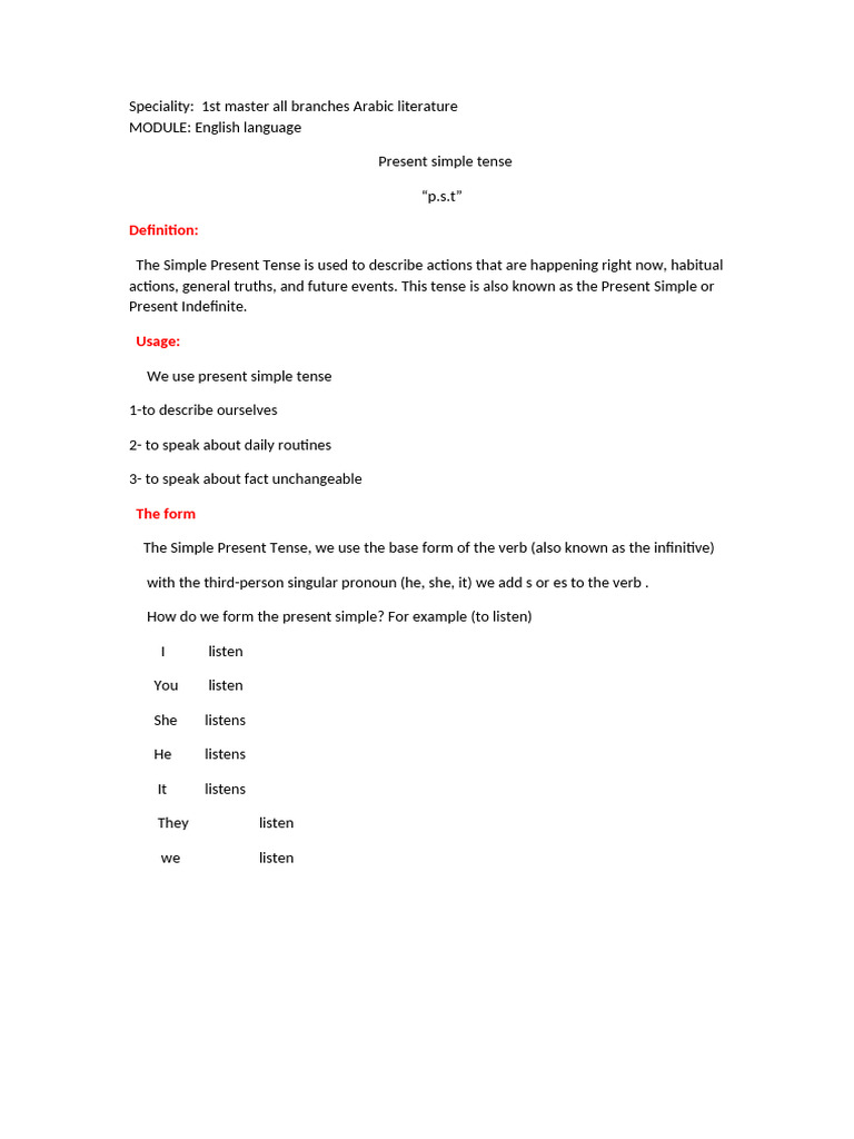Understanding Present Simple Tense | PDF