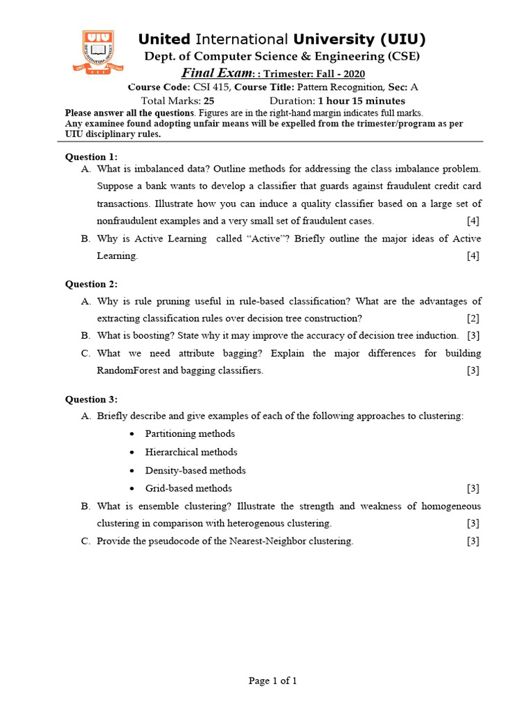 Final Exam Question | PDF