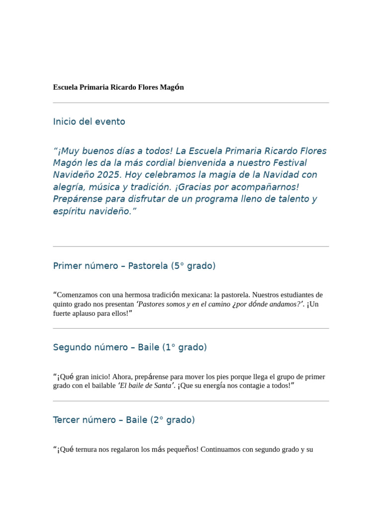 Programa Navideño 2025 | PDF