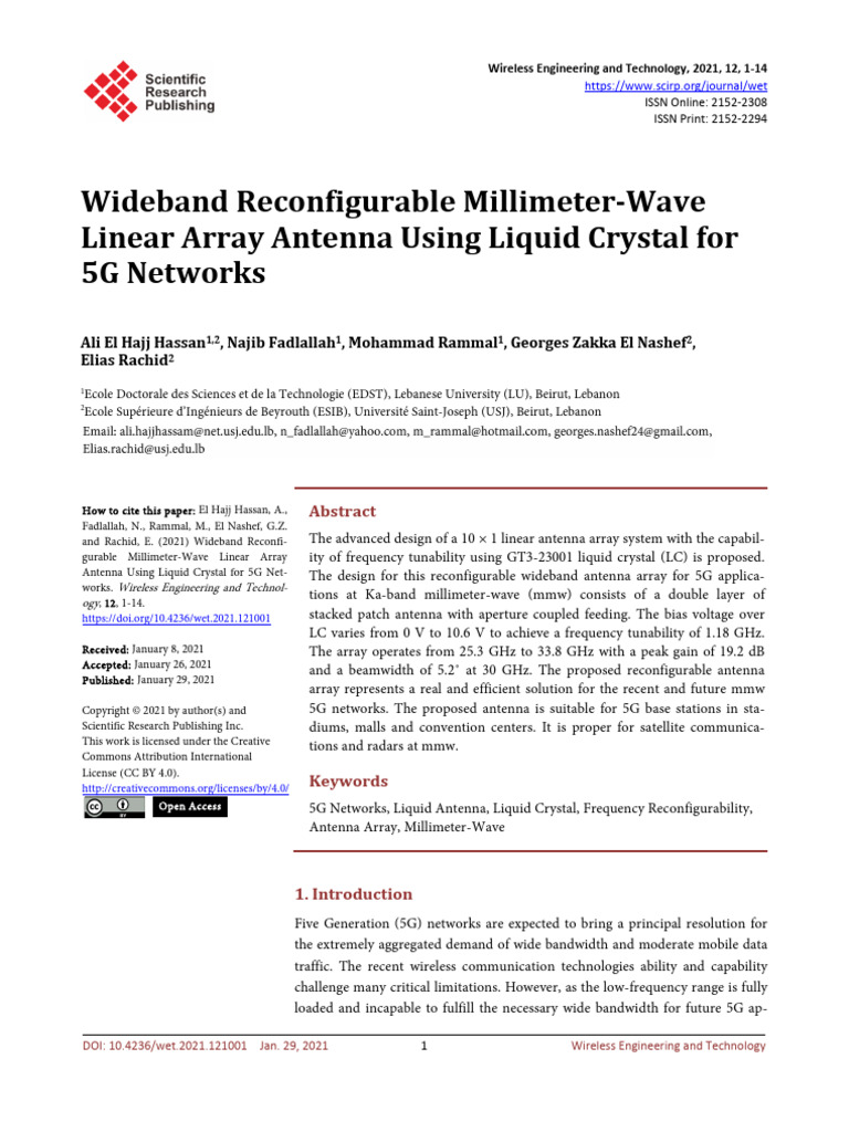 Reconfigurable Millimeter-Wave Antenna for 5G | PDF | Antenna (Radio ...