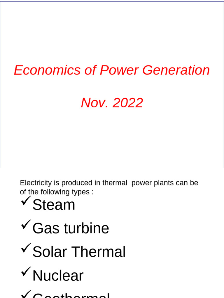 Power Plants Economics | PDF | Power Station | Electricity Generation