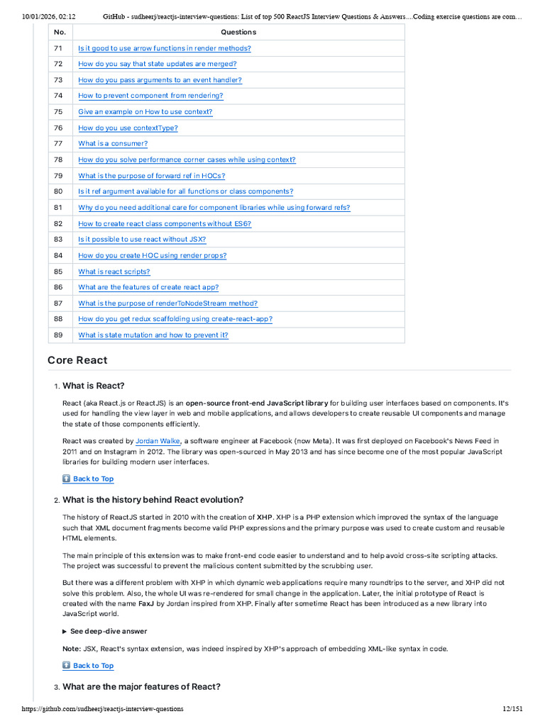Essential ReactJS Interview Questions | PDF | Java Script | Computer ...
