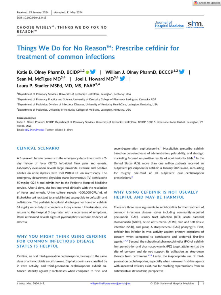 Cefdinir Use in Common Infections: Risks | PDF | Medicine | Antibiotics