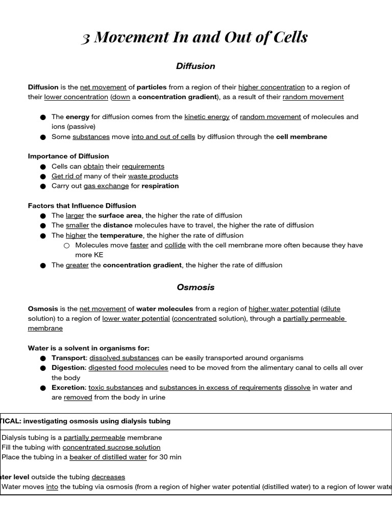Cell Movement: Diffusion, Osmosis, Transport | PDF | Osmosis | Diffusion