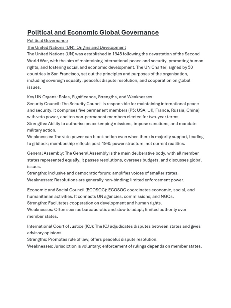 UN Global Governance: Structure & Challenges | PDF | United Nations ...