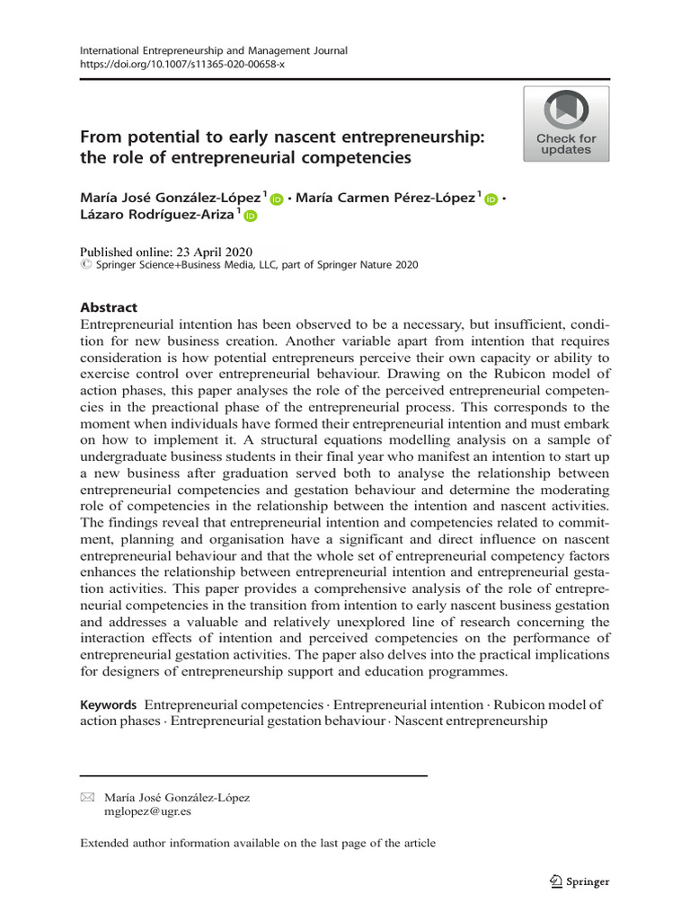 Entrepreneurial Competencies and Nascent Intentions | PDF ...