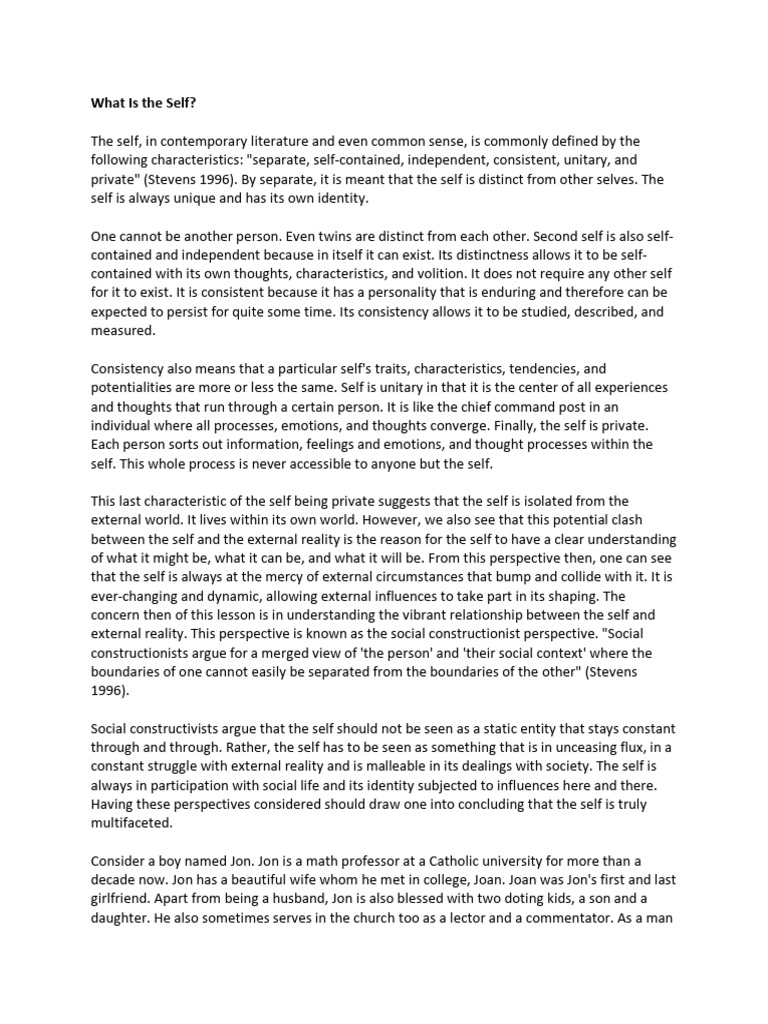 Understanding the Dynamic Self | PDF | Self | Family