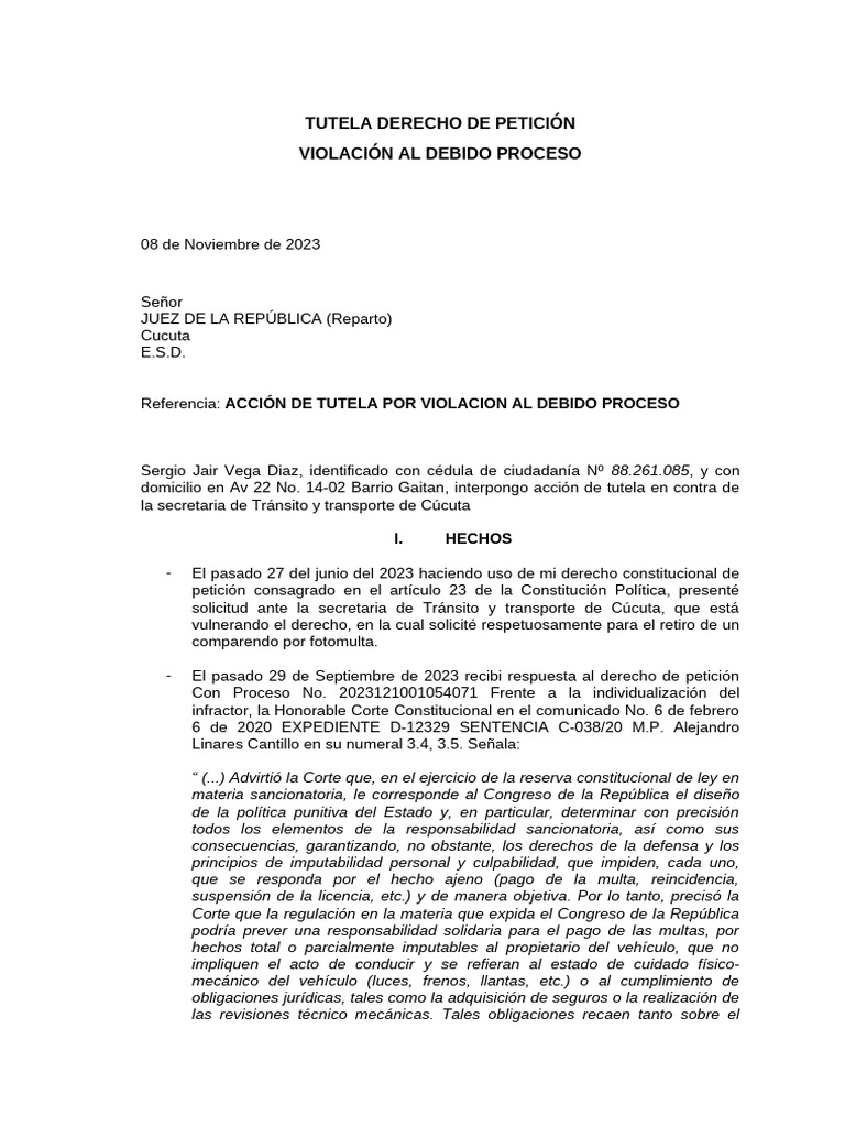 Violacion Del Debido Proceso | PDF | Debido al proceso | Justicia