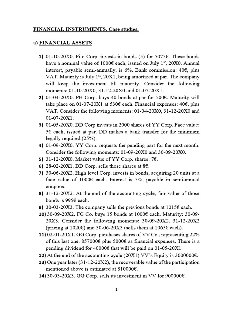 Financial Instruments Case Studies | PDF | Interest | Dividend
