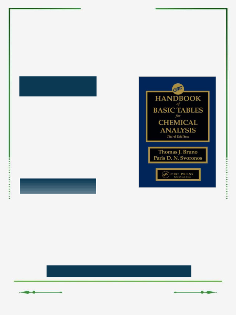 CRC Handbook of Basic Tables for Chemical Analysis 3 ed 3rd Edition ...