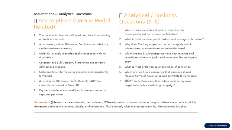Assumptions and Analytical Questions | PDF