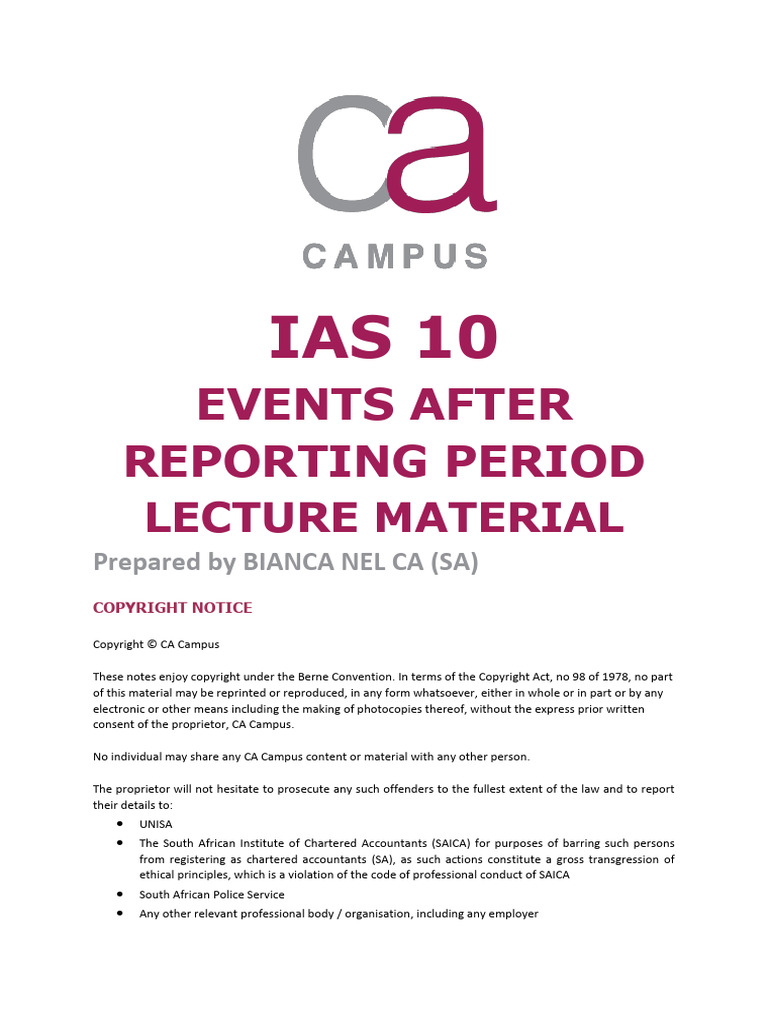 IAS 10: Events After Reporting Period | PDF | Going Concern | Justice
