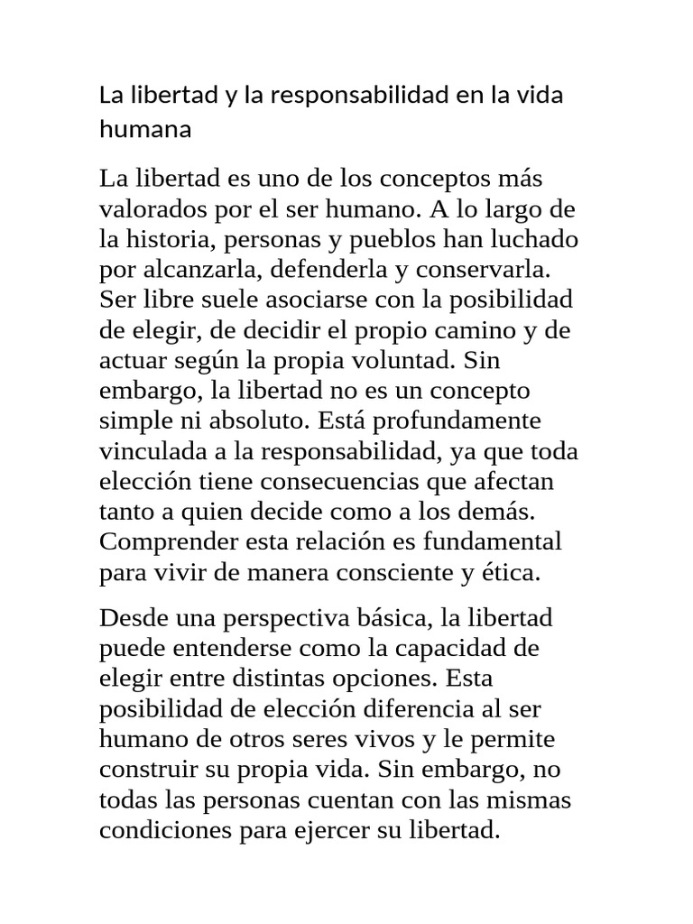 Libertad y Responsabilidad en la Vida | PDF | Libertad | Adultos