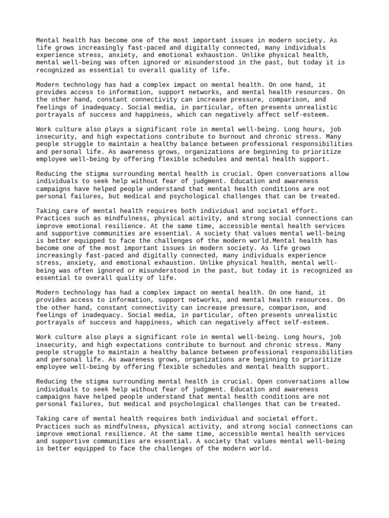 Impact of Modern Life on Mental Health | PDF | Mental Health | Well Being