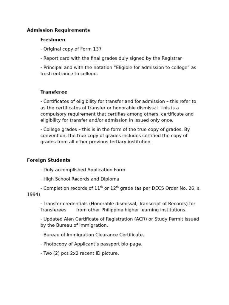 College Admission Requirements Guide | PDF