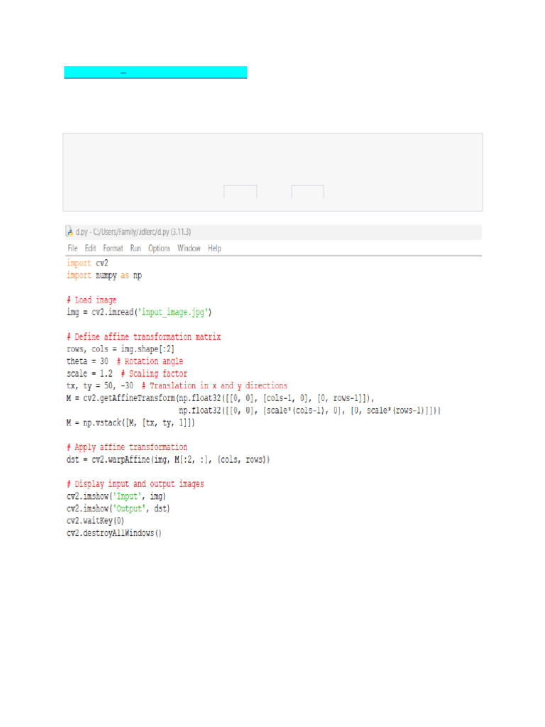 Affine Transformation in Python with OpenCV | PDF | Matrix (Mathematics ...