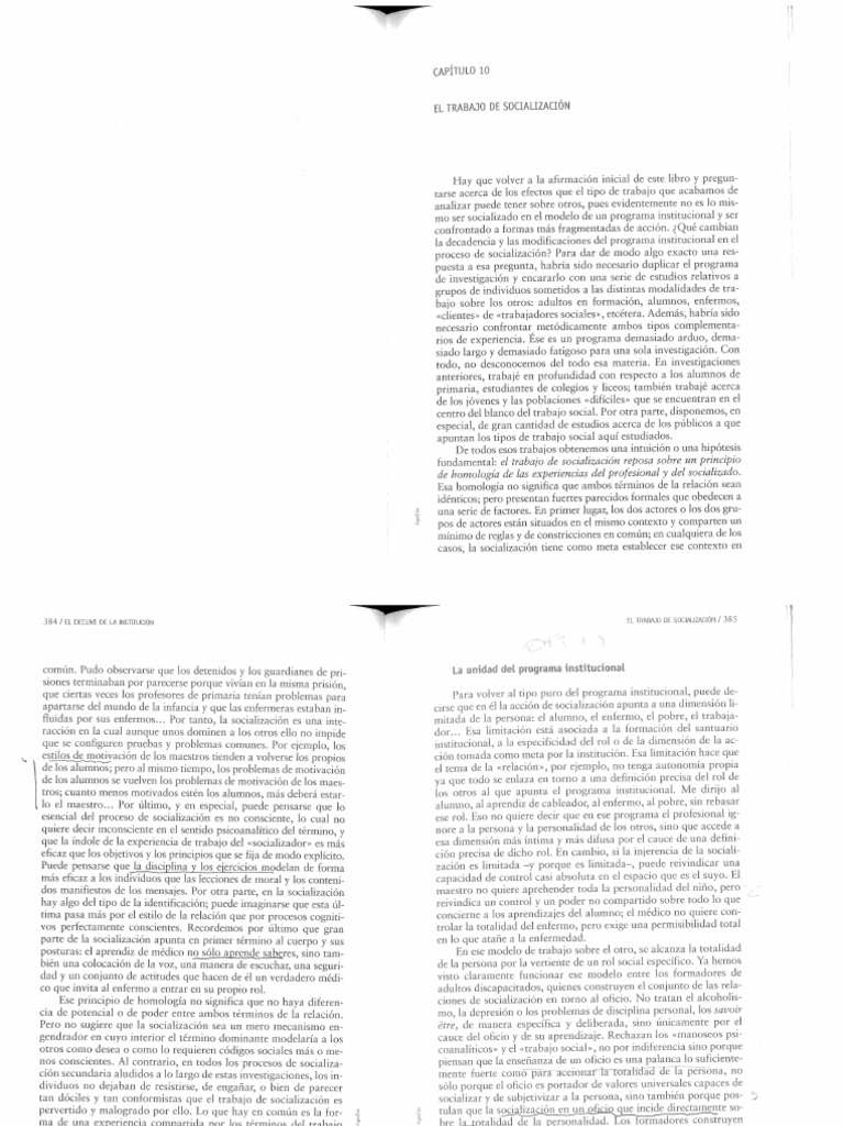 Dubet. El Declive de La Institucion. Cap. 10 | PDF