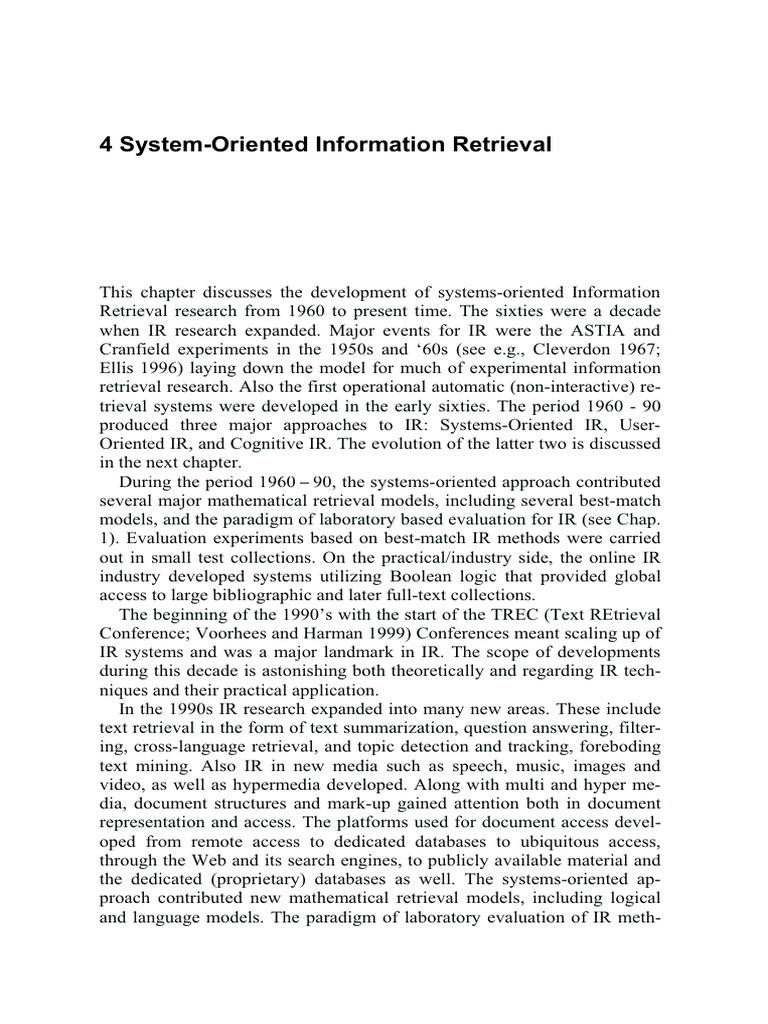 Evolution of Systems-Oriented IR Research | PDF | Information Retrieval ...