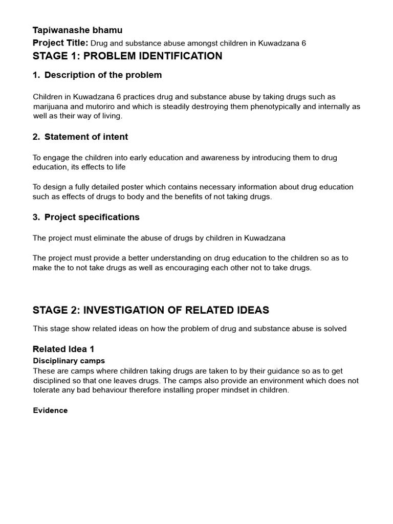 Drug Abuse Awareness in Kuwadzana 6 | PDF | Disciplines | Substance Abuse