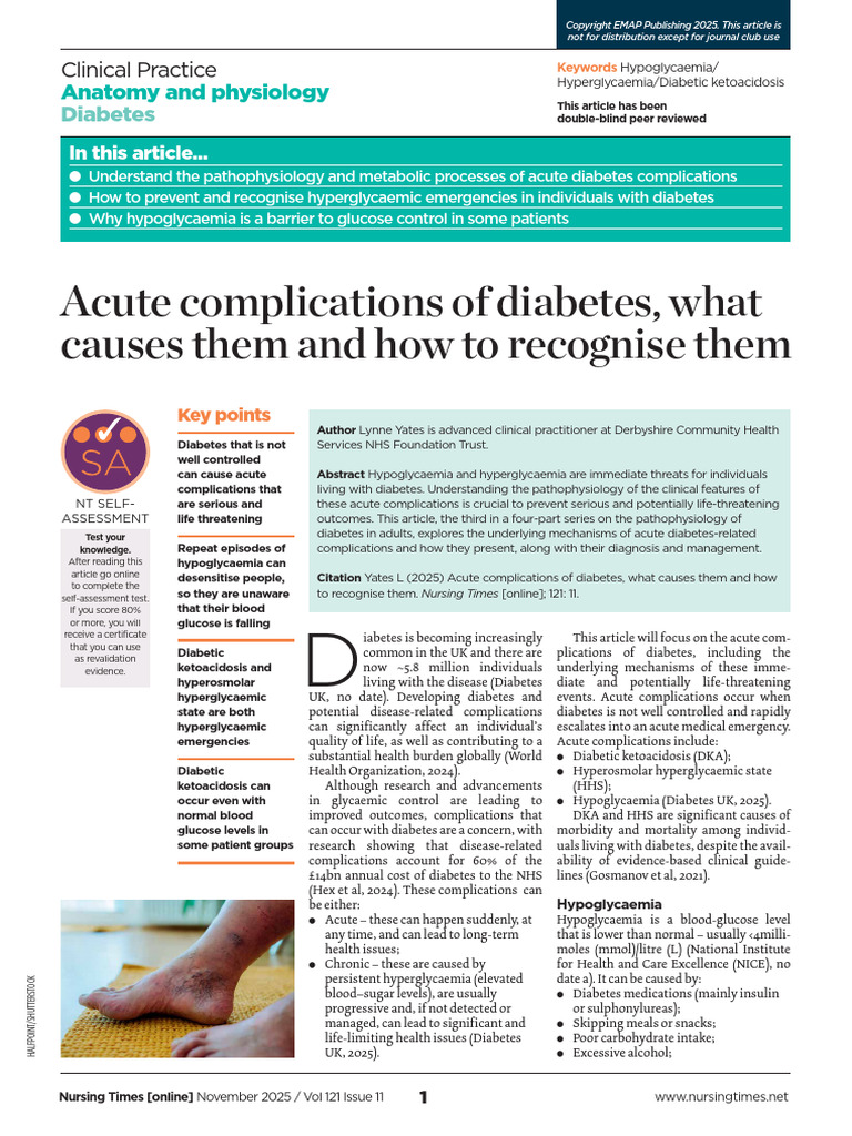 Acute Diabetes Complications Explained | PDF | Hyperglycemia | Hypoglycemia