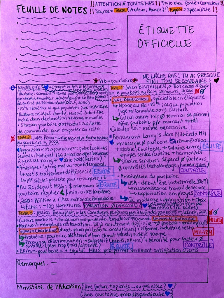 Kami Export - Exemple de Feuille de Notes | PDF