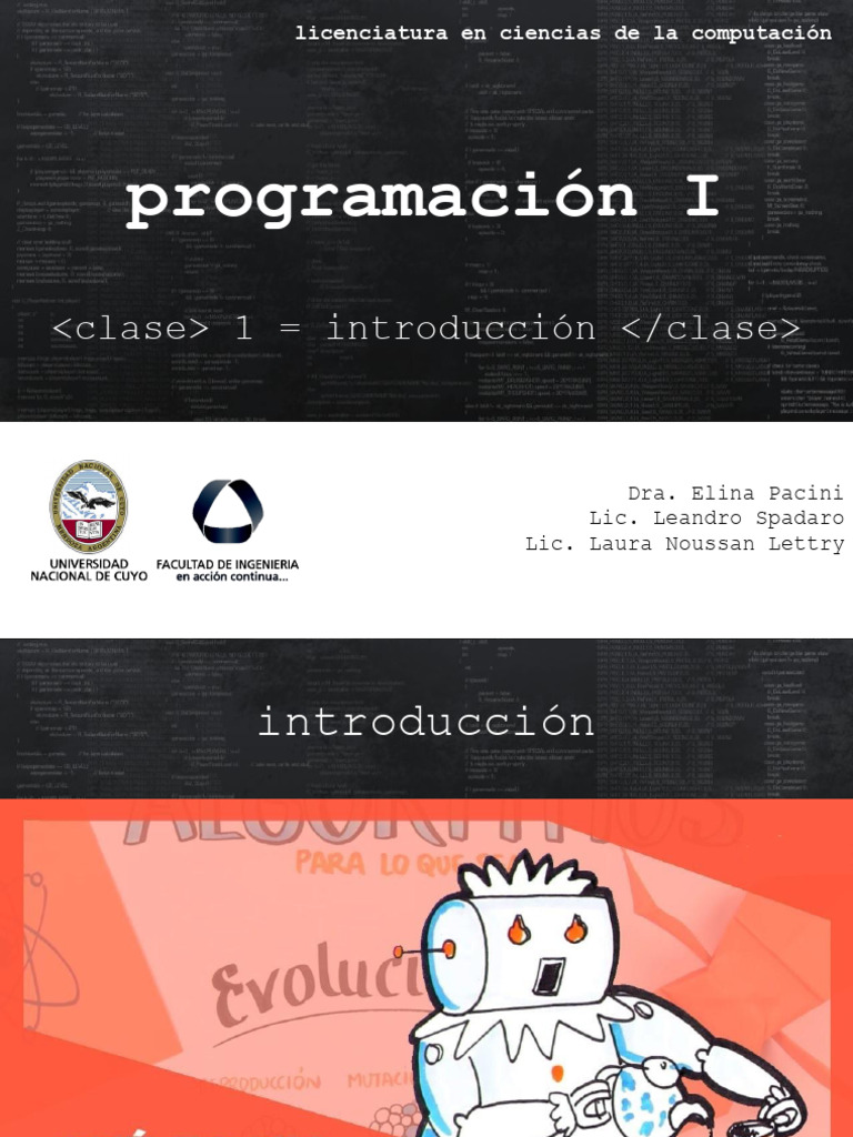 Programación I - Clase 1 | PDF | Algoritmos | Programa de computadora