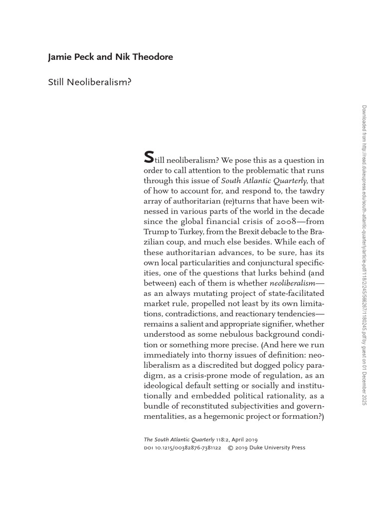 GEOG 364 Reading 23 | PDF | Neoliberalism | Populism