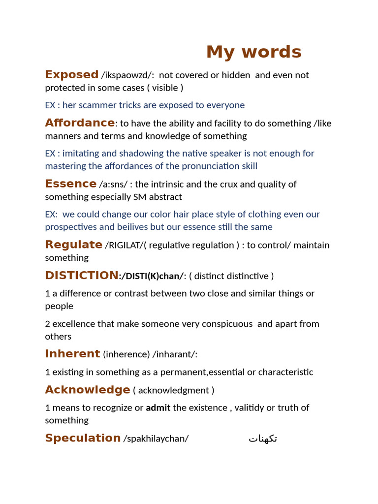 Vocabulary Definitions and Examples | PDF