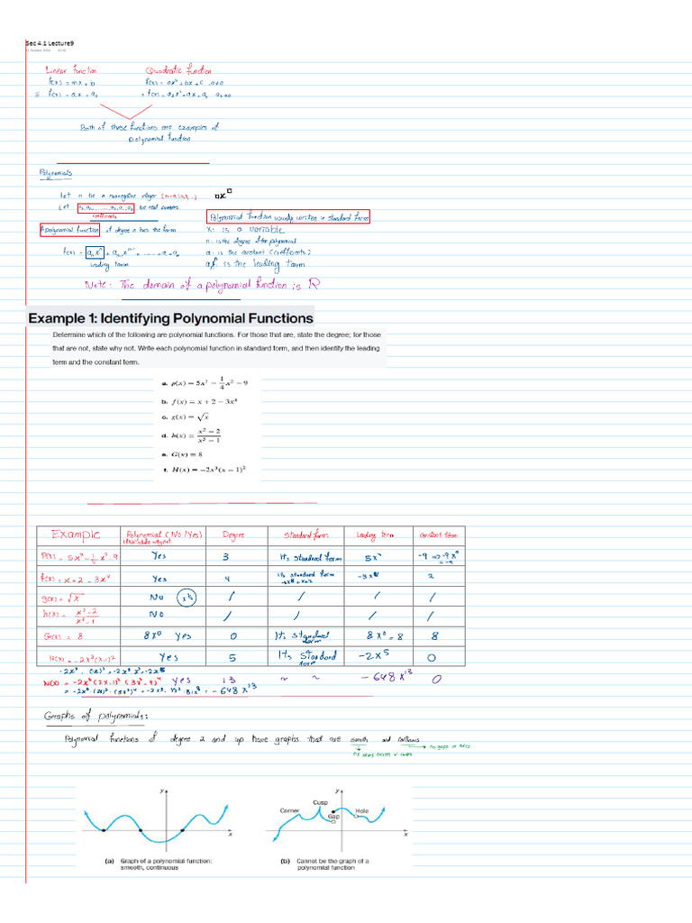 Math 099 Lecture Notes - Fall 2024 | PDF