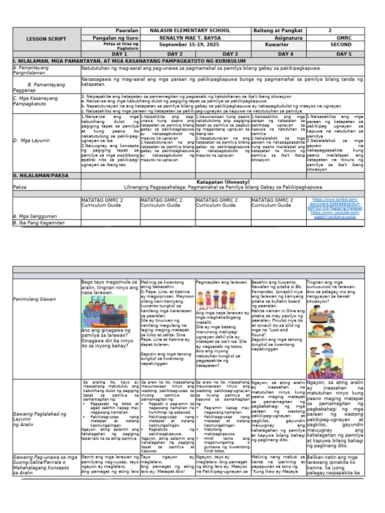 GMRC DLL Q2 Week 3 | PDF