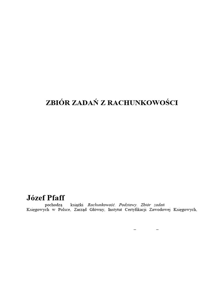Zbiór Zadań Rachunkowość 2017 | PDF