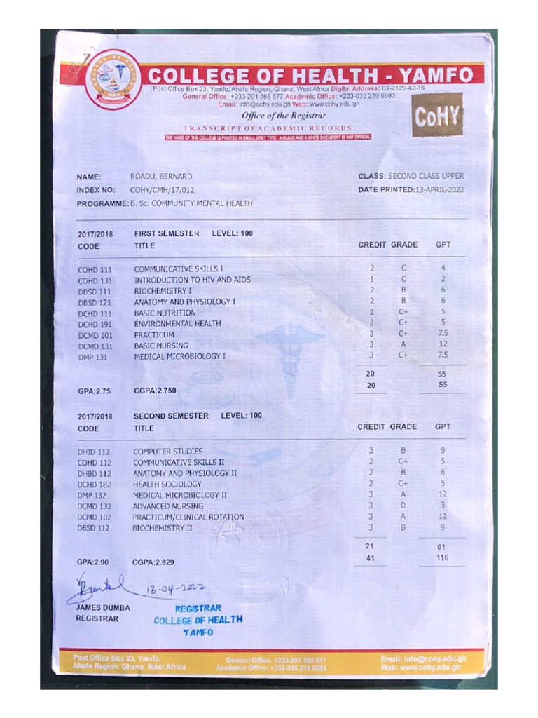 Transcript Boadu Bernard | PDF