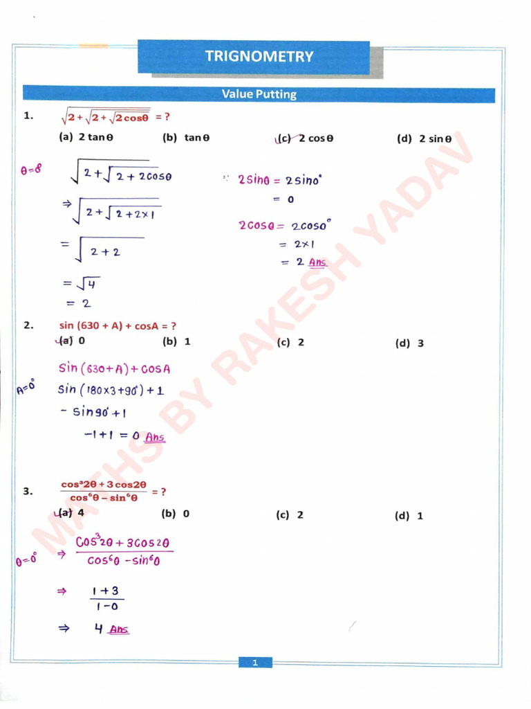 Trigonometry Class Notes -07 | PDF