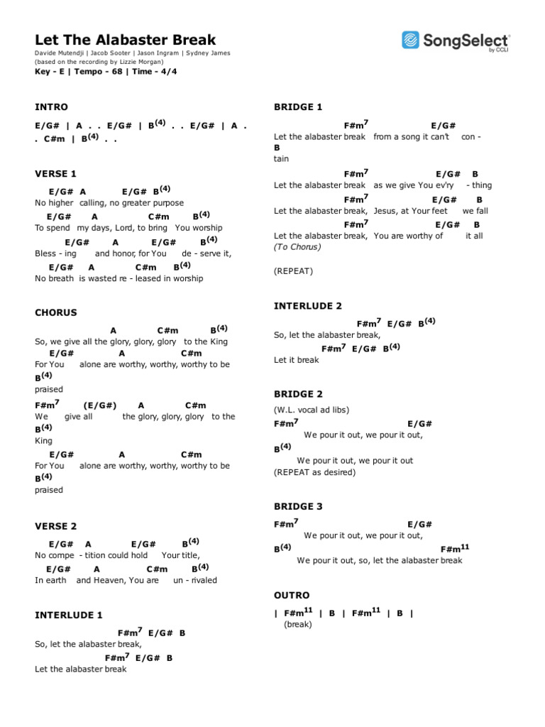 Let The Alabaster Break Lyrics | PDF