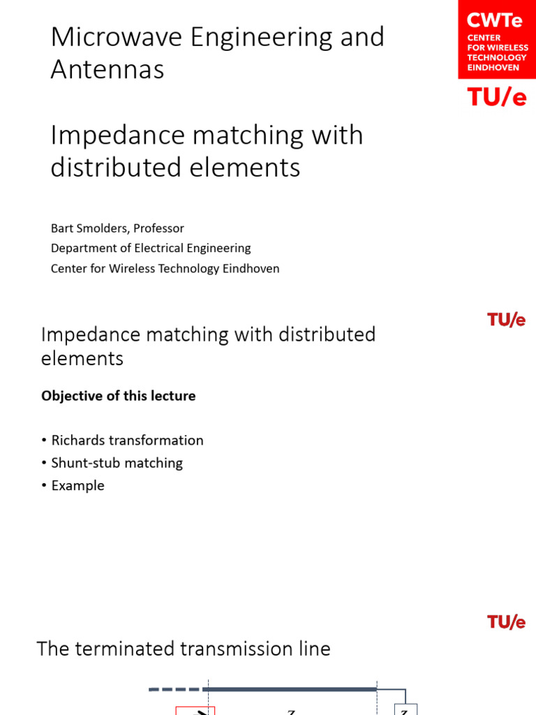 Impedance Matching in Microwave Engineering | PDF | Electromagnetic ...