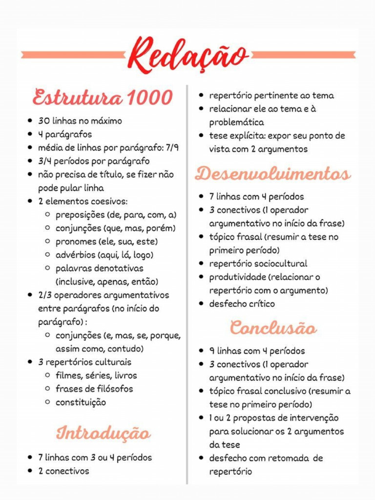 Como Fazer Redação Nota 1000 | PDF